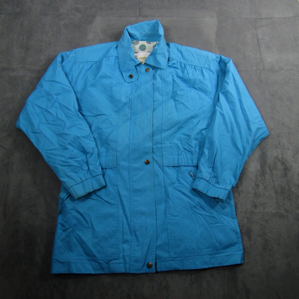 London Fog Jacket Mens S REG Blue Vintage Zip Up Lightweight Windbreaker Coat
